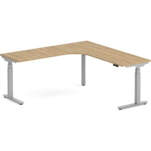 Enhance Electric L Shaped Standing Desk with Rounded Corner - Left Hand - Aspen with Silver Base