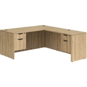 Classic L-Shape Desk with 2 Box / File Pedestals - Aspen