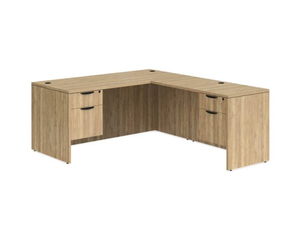 Classic L-Shape Desk with 2 Box / File Pedestals - Aspen