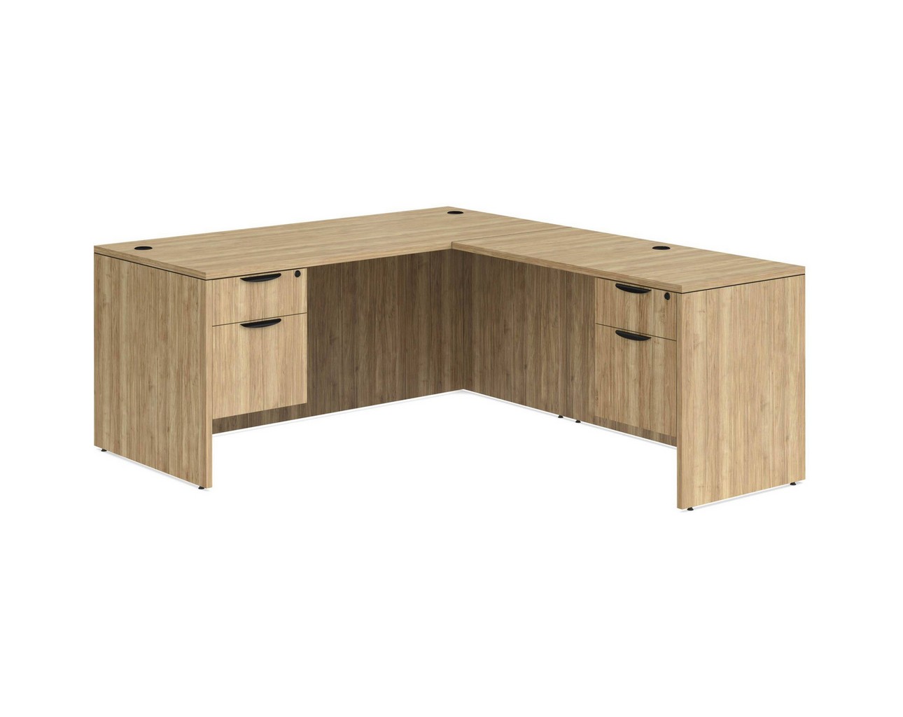 Classic L-Shape Desk with 2 Box / File Pedestals – Aspen