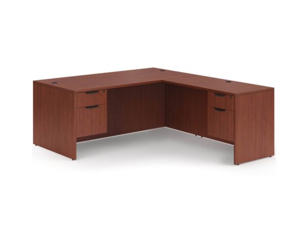 Classic L-Shape Desk with 2 Box / File Pedestals - Cherry