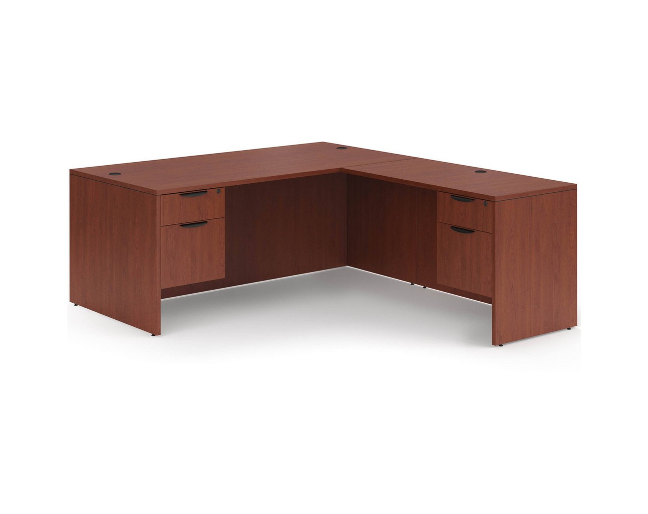 Classic L-Shape Desk with 2 Box / File Pedestals – Cherry