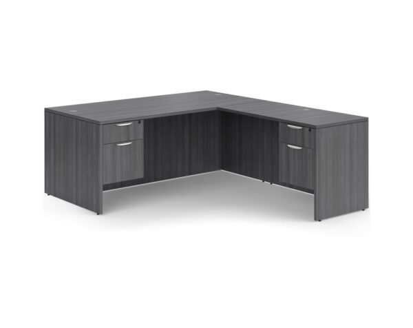 Classic L-Shape Desk with 2 Box / File Pedestals - Newport Grey