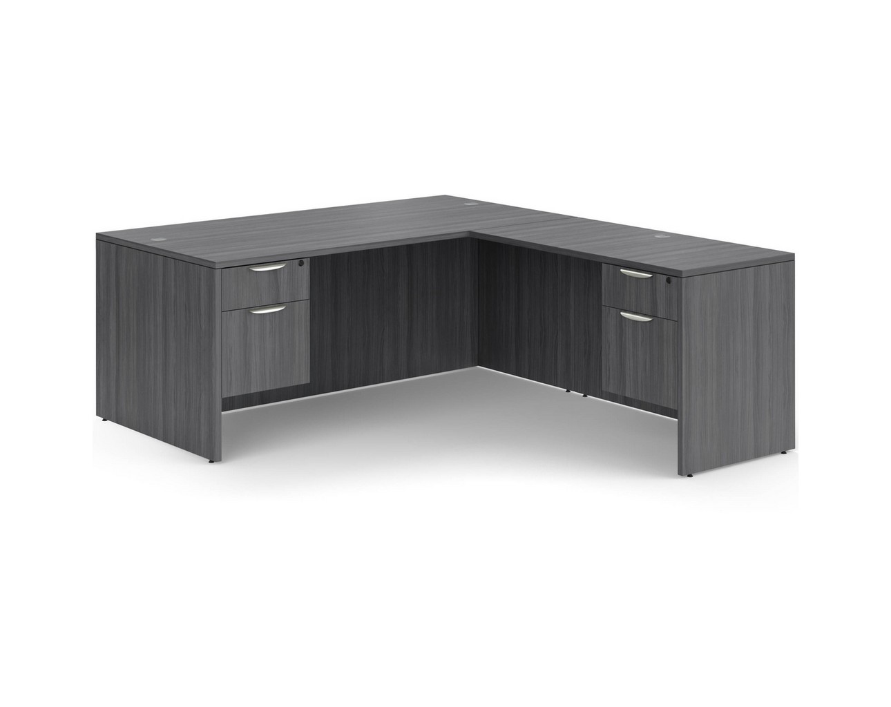 Classic L-Shape Desk with 2 Box / File Pedestals – Newport Grey