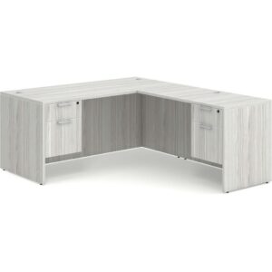 Classic L Shaped Desk with 2 Box / File Pedestals - Silver Birch