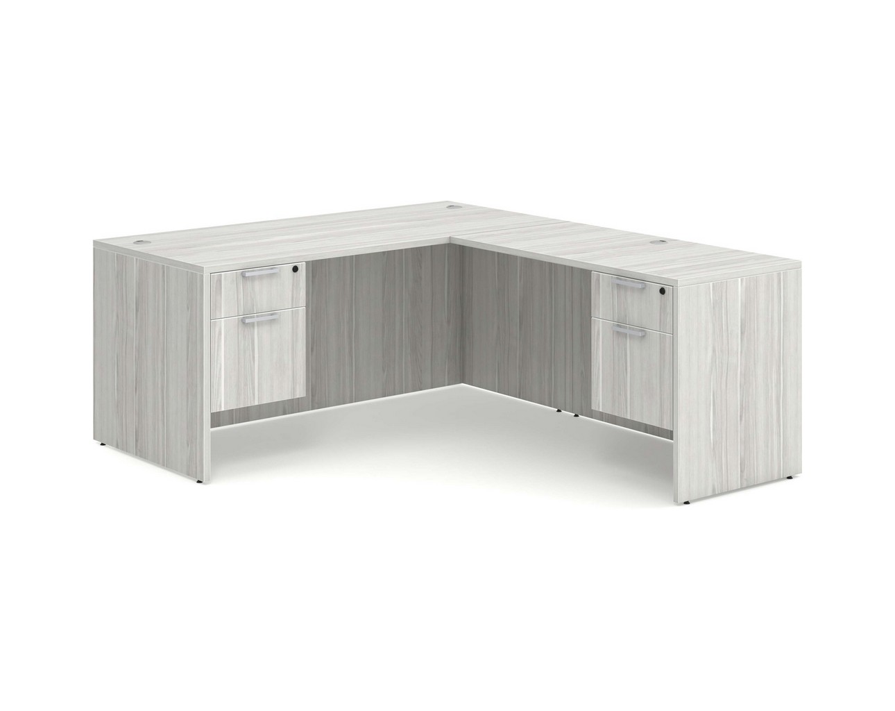 Classic L Shaped Desk with 2 Box / File Pedestals - Silver Birch