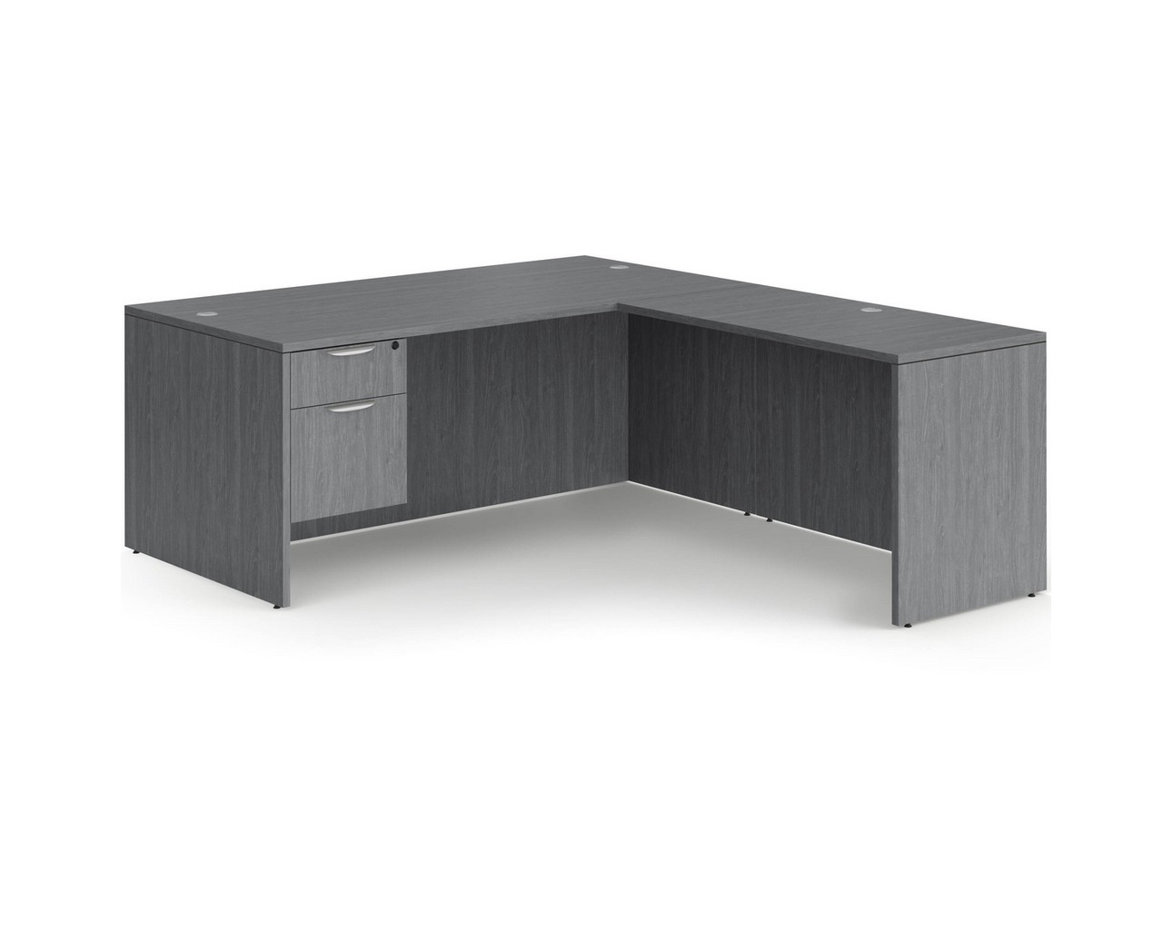 Classic L-Shape Desk with 3/4 Box/File Storage Pedestal – Newport Grey