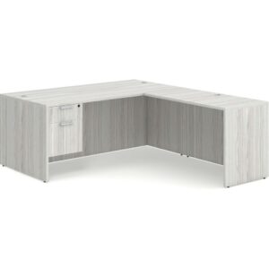 Classic L-Shape Desk with 3/4 Box/File Storage Pedestal - Silver Birch