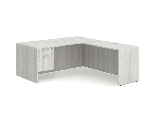 Classic L-Shape Desk with 3/4 Box/File Storage Pedestal - Silver Birch