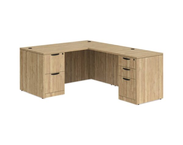 Classic L Shaped Desk with 2 Full Pedestals 60"W x 30"D - Aspen