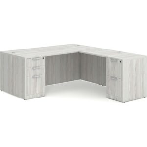 Classic L Shaped Desk with 2 Full Pedestals 71"W x 36"D - Silver Birch