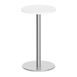 Classic Round Bistro Table 24" with Round Brushed Metal Base - White