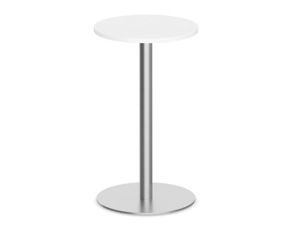 Classic Round Bistro Table 24" with Round Brushed Metal Base - White