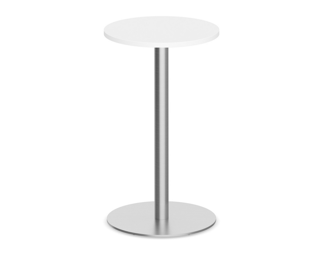 Classic Round Bistro Table 24″ with Round Brushed Metal Base – White