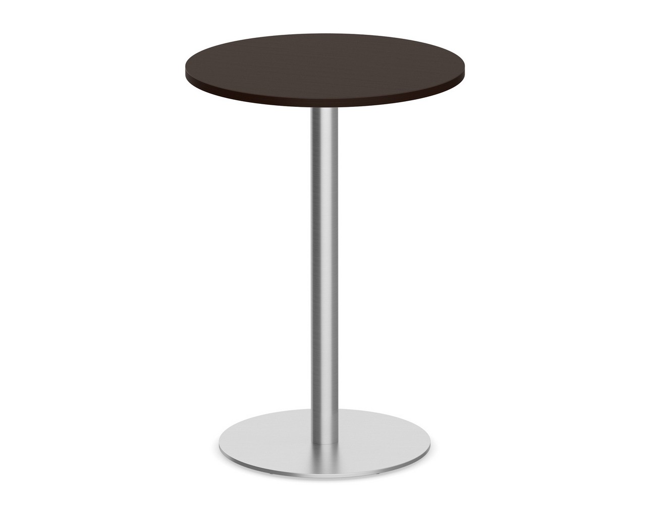 Classic Round Bistro Table 30″ with Round Brushed Metal Base – Espresso