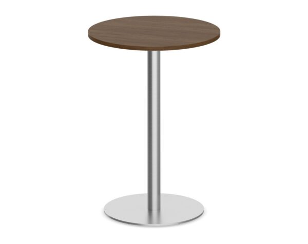 Classic Round Bistro Table 30" with Round Brushed Metal Base - Modern Walnut