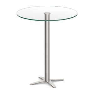 Classic Round Bistro Table 36" with Cross Brushed Metal Base - Glass