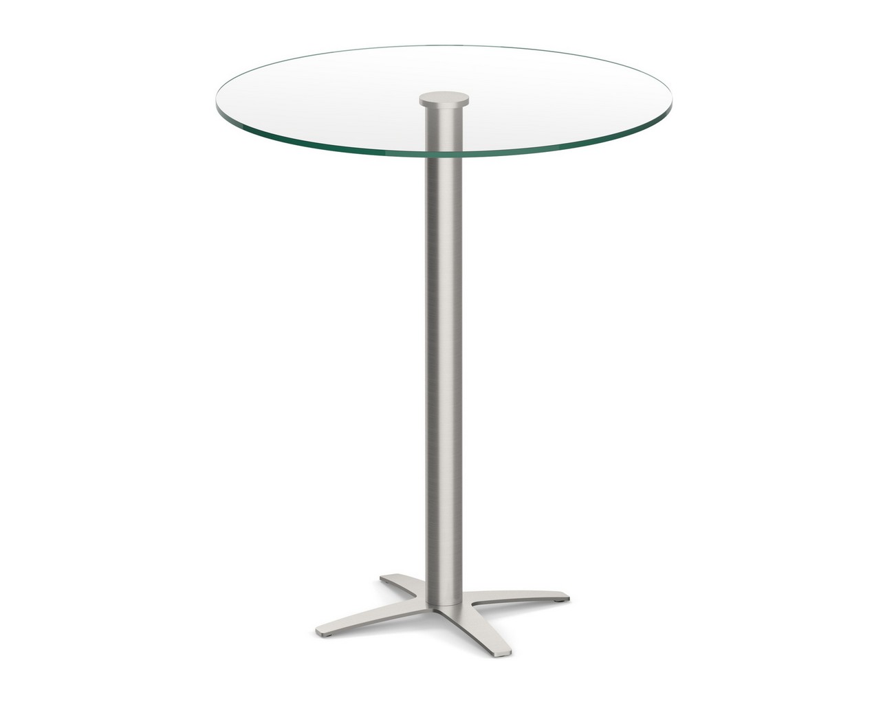 Classic Round Bistro Table 36″ with Cross Brushed Metal Base – Glass