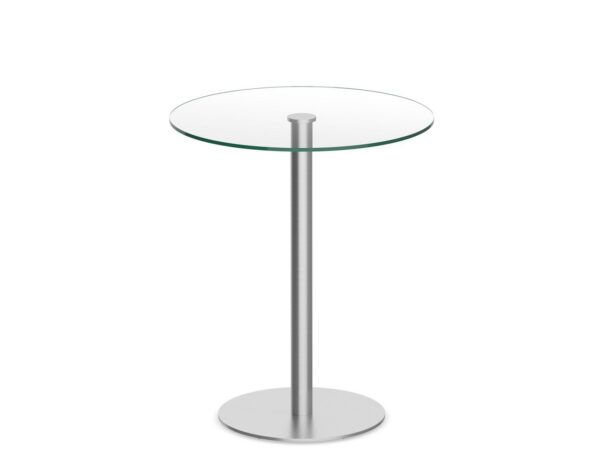 Classic Round Bistro Table 36" with Round Brushed Metal Base - Glass