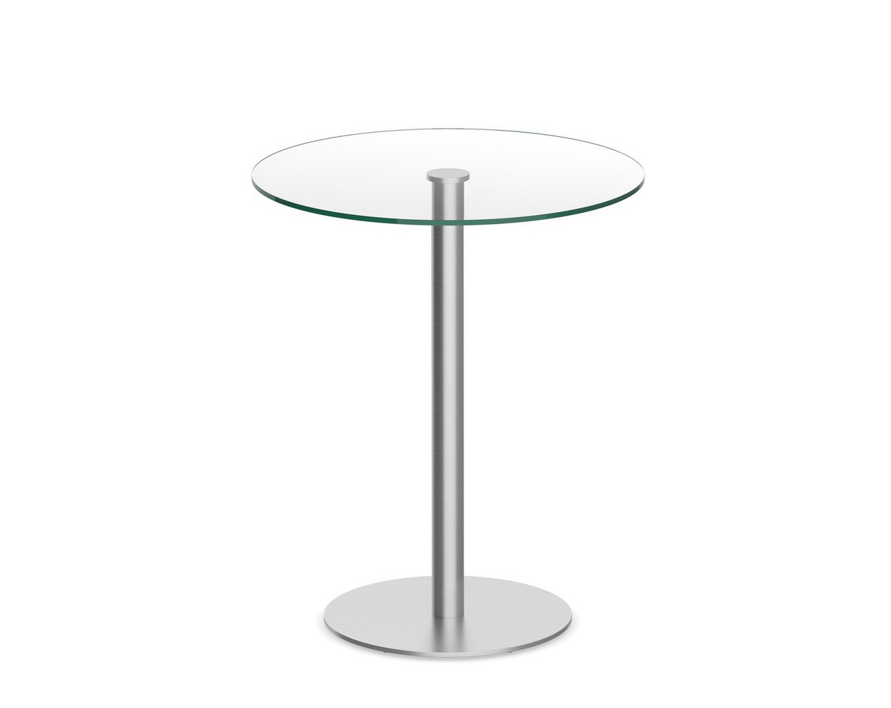 Classic Round Bistro Table 36″ with Round Brushed Metal Base – Glass