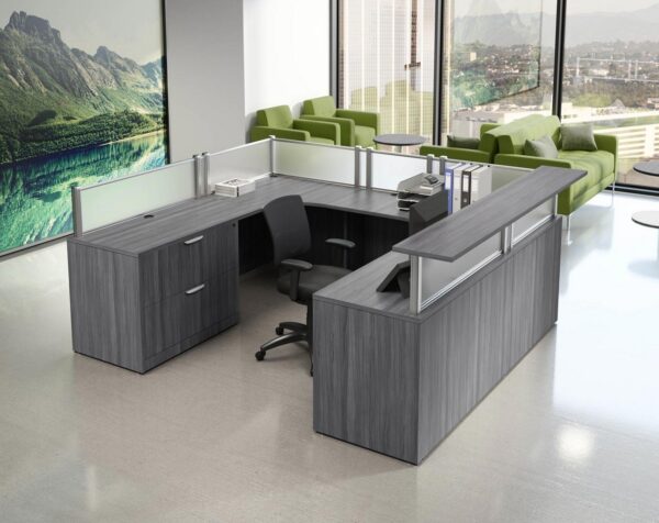 Borders Plus U Shaped Reception Desk Package C6 - Newport Grey