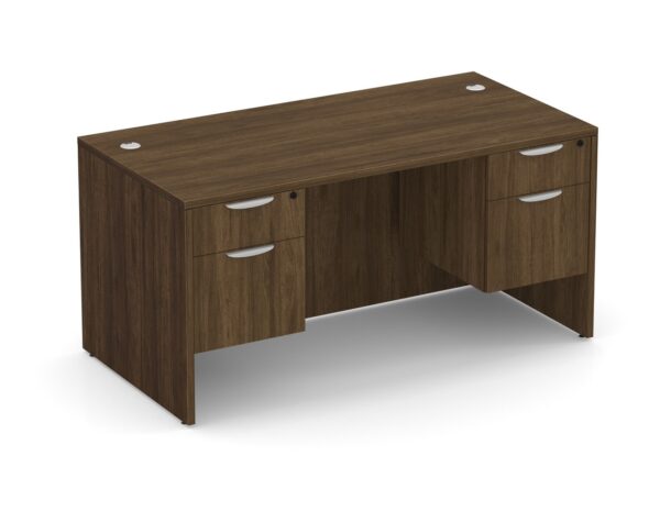 Classic Desk with Double Storage Pedestals - Box/File - Modern Walnut