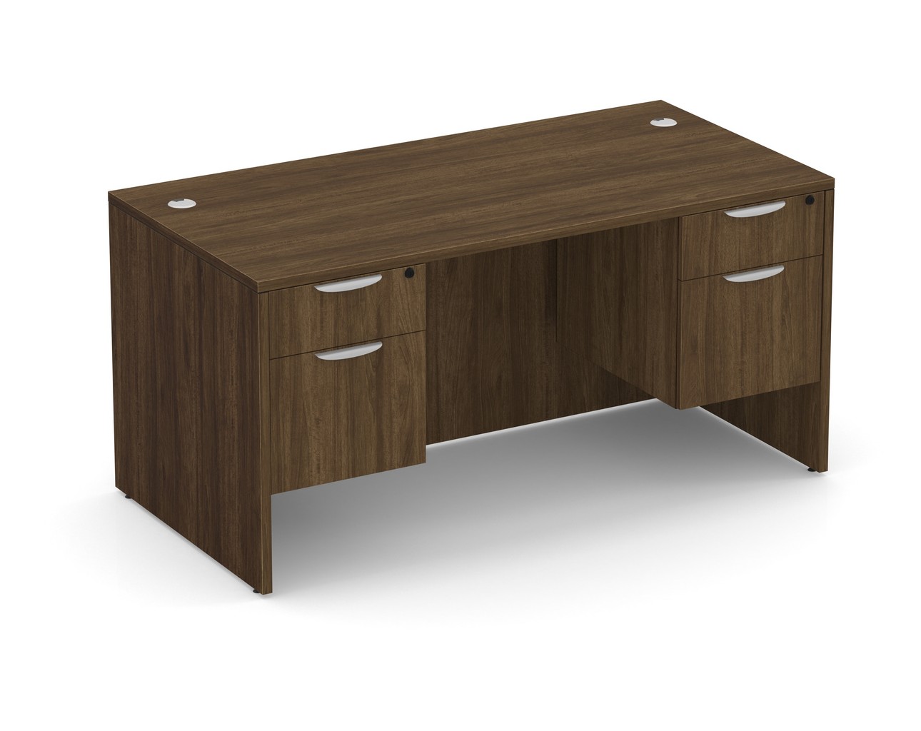 Classic Desk with Double Storage Pedestals – Box/File – Modern Walnut