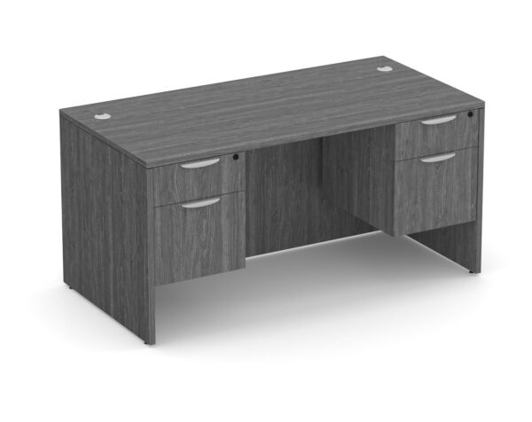 Classic Desk with Double Storage Pedestals - Box/File - Newport Grey