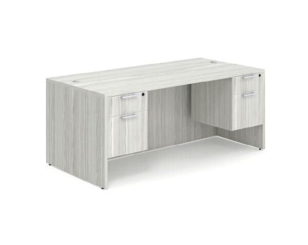 Classic Desk with Double Storage Pedestals - Box/File - Silver Birch