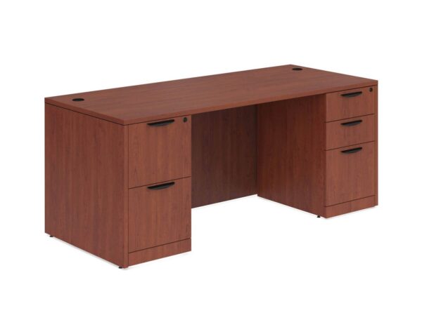 Classic Desk with Double Full Storage Pedestals - Cherry