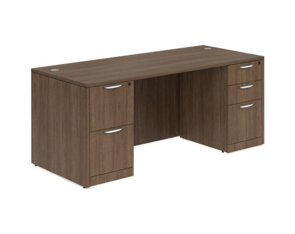 Classic Desk with Double Full Storage Pedestals - Modern Walnut