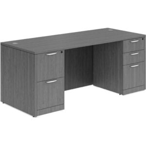 Classic Desk with Double Full Storage Pedestals - Newport Grey