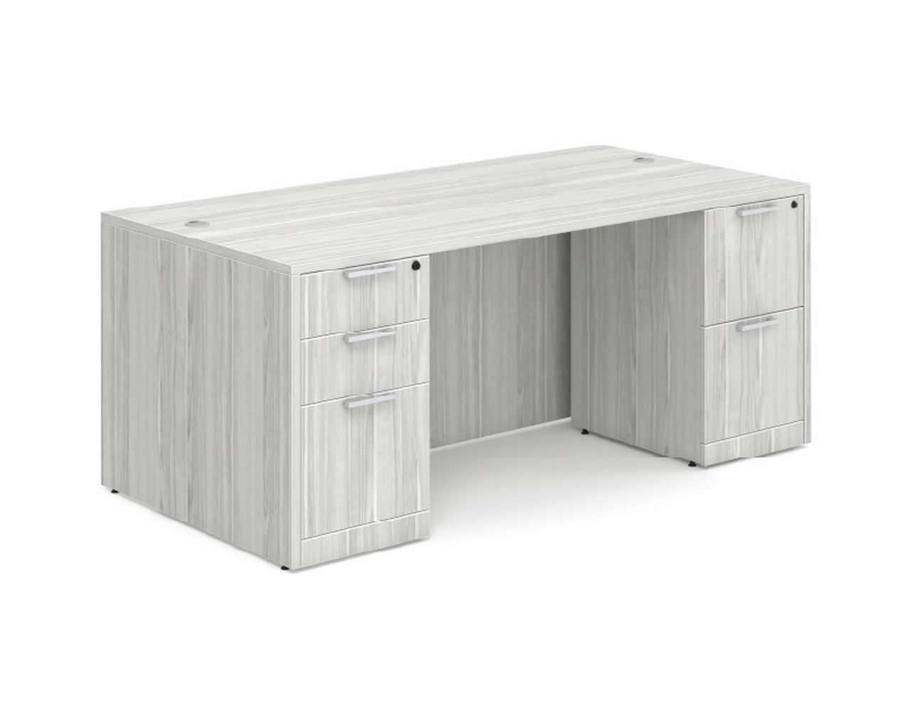 Classic Desk with Double Full Storage Pedestals  – Silver Birch