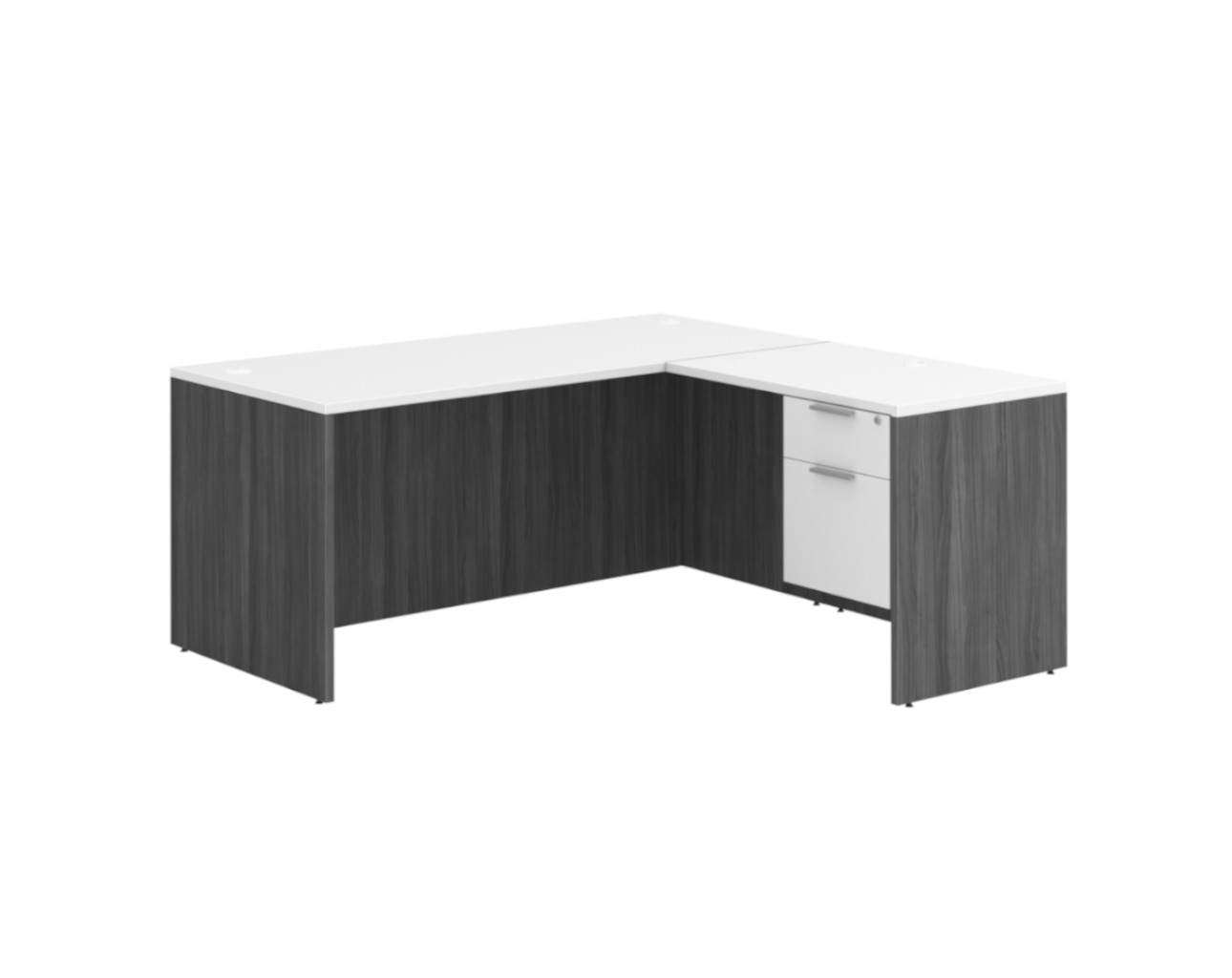 Coastal L Shaped Desk with 3/4 Storage Pedestal