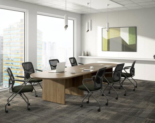 Classic Racetrack Boardroom Table - Modern Walnut