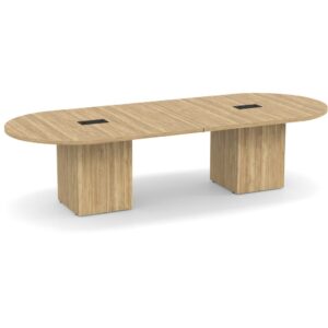 Cube Base Racetrack Boardroom Table - Aspen - 10ft