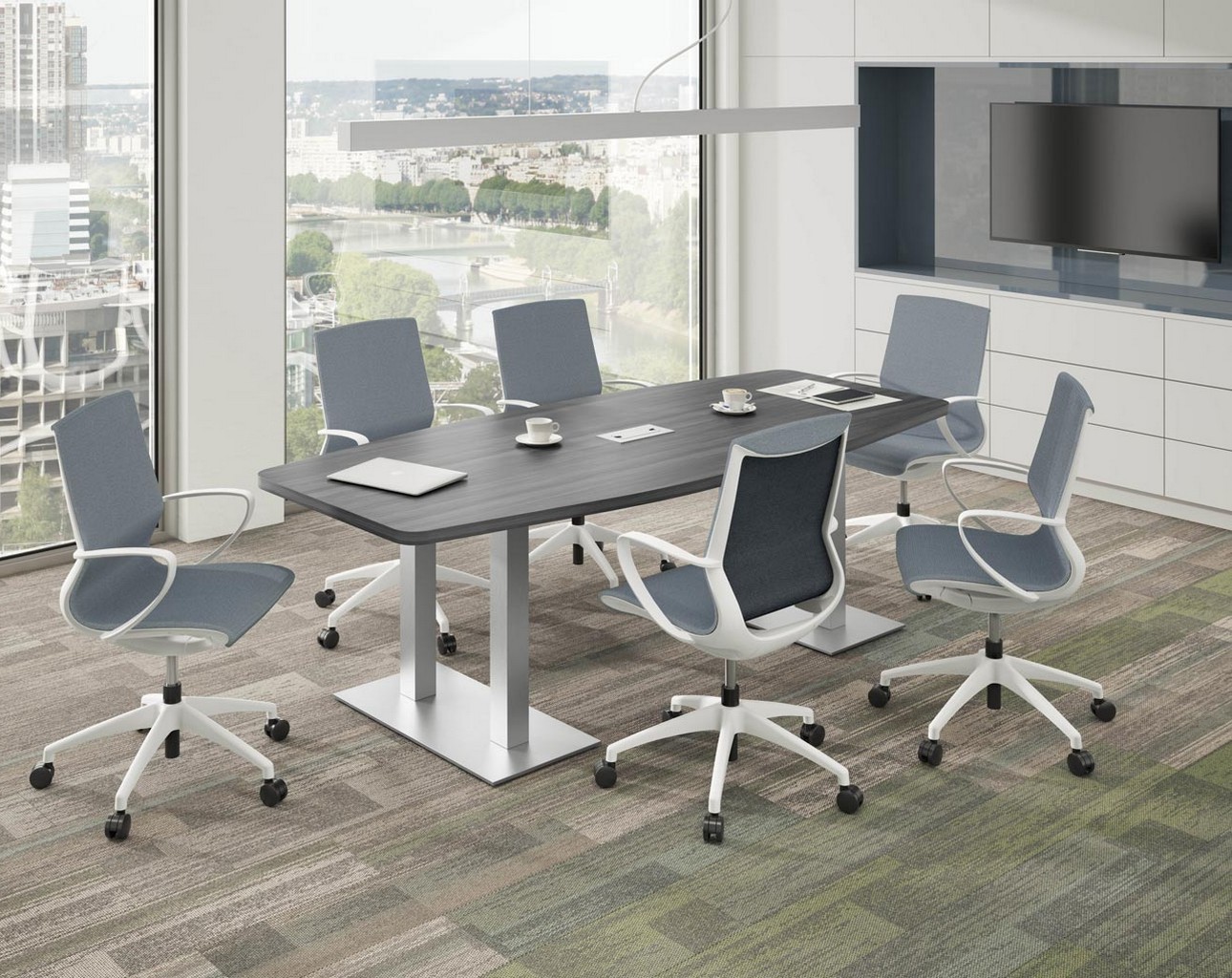 Double Base Boardroom Table – Newport Grey