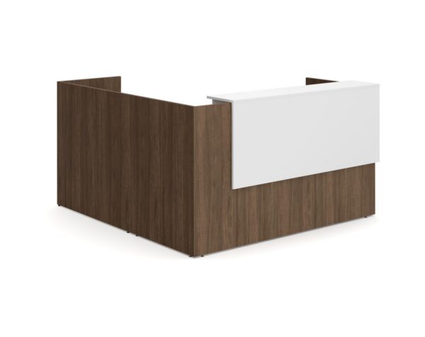 Cascade L Shaped Reception Desk - Modern Walnut - Front