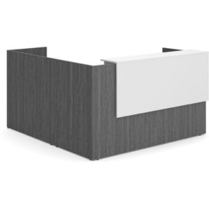 Cascade L Shaped Reception Desk - Newport Grey - Front