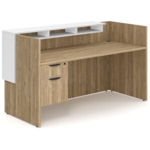 Cascade Straight Front Reception Desk - Aspen - 3/4 Storage Pedestal