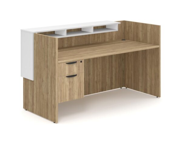 Cascade Straight Front Reception Desk - Aspen - 3/4 Storage Pedestal