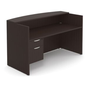 Classic Straight Front Reception Desk - Espresso - 3/4 Storage Pedestal