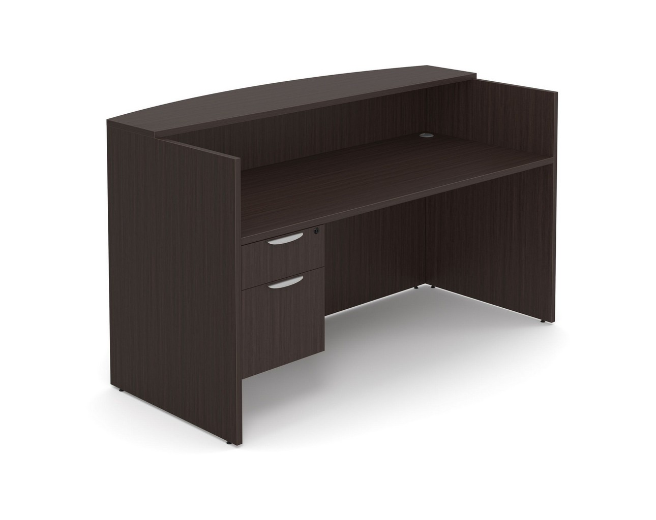 Classic Straight Front Reception Desk – Espresso – 3/4 Storage Pedestal