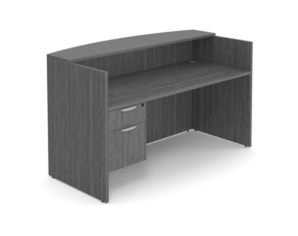 Classic Straight Front Reception Desk - Newport Grey - 3/4 Storage Pedestal