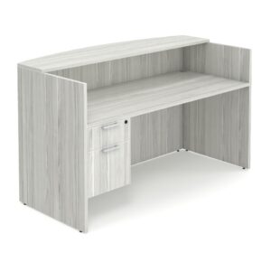 Classic Straight Front Reception Desk - Silver Birch - 3/4 Storage Pedestal