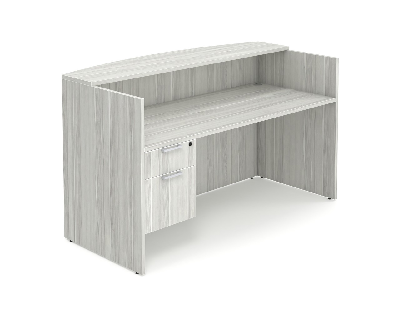 Classic Straight Front Reception Desk - Silver Birch - 3/4 Storage Pedestal