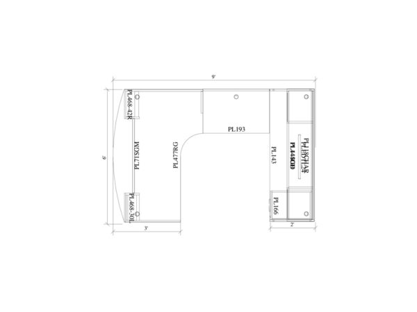 Bowfront Executive Workstation 4-CP-R - 2D