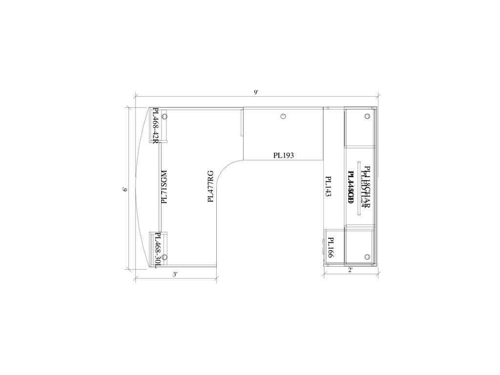 Bowfront Executive Workstation 4-CP-R – 2D