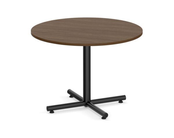 Classic Round Meeting Table - Black Cross Base - 42" - Modern Walnut