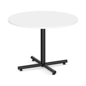 Classic Round Meeting Table - Black Cross Base - 47" - White